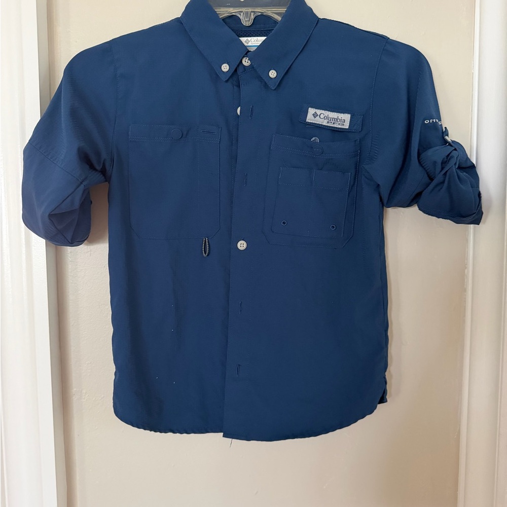 Columbia youth Long-Sleeve Performance Button-Down Shirt - Navy Blue